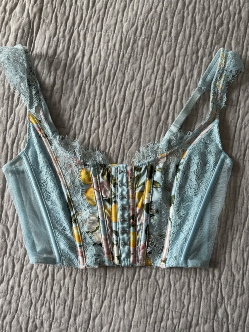 Victoria’s Secret Lemon Floral Lace Corset Bustier Top - Size XS